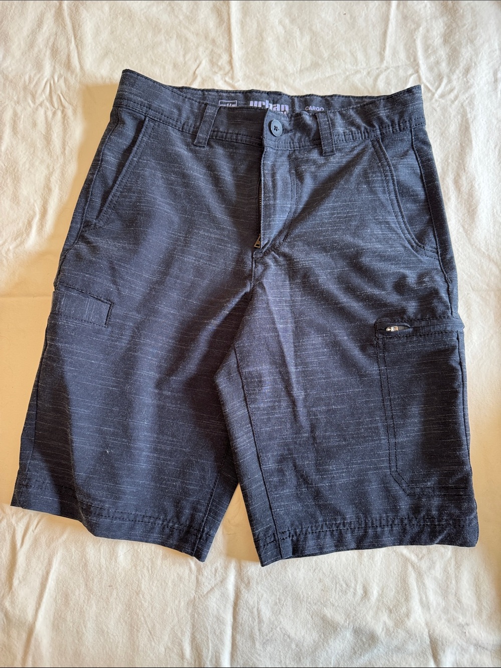 Boys Size 14 Urban Pipeline Casual Cargo with zip, Black & Gray Pattern
